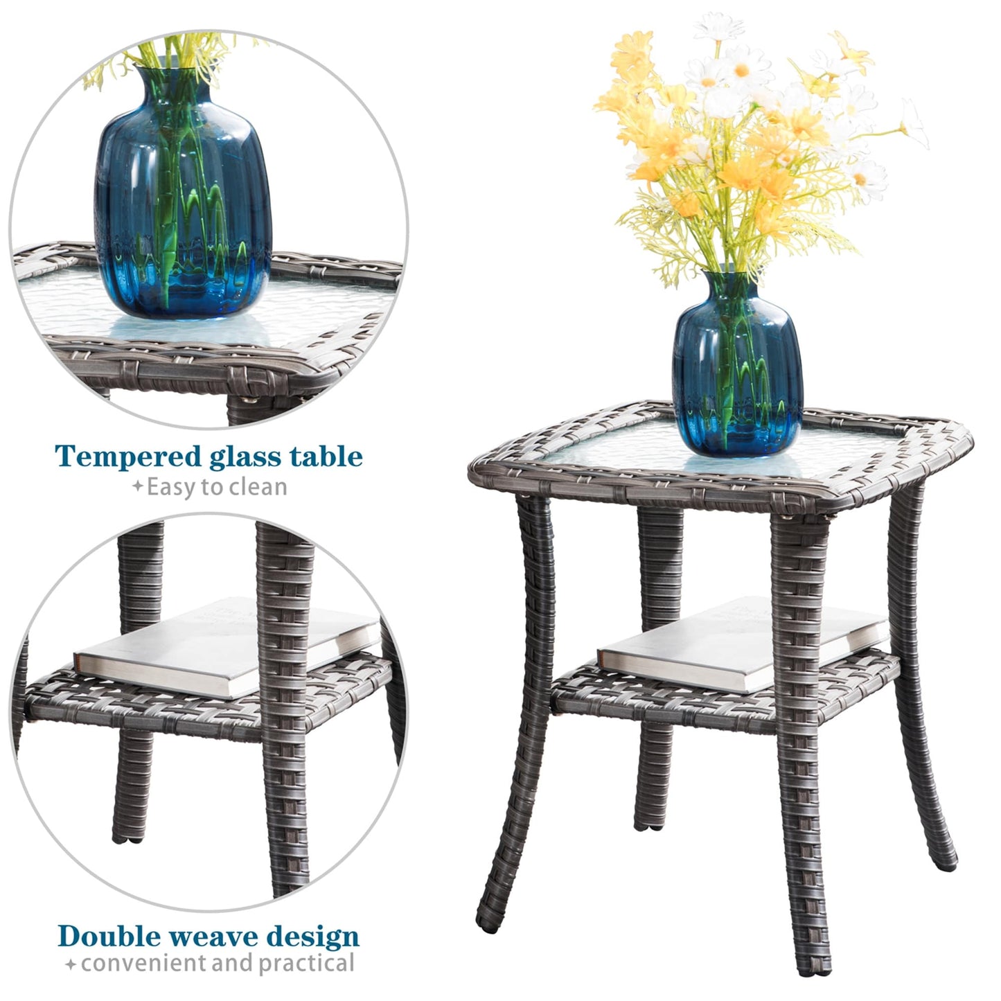 Set di 8 sedie girevoli in vimini per patio OVIOS