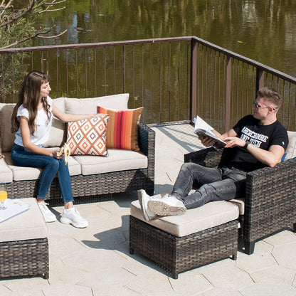 Set di mobili componibili da esterno con schienale alto in vimini da 8 pezzi OVIOS