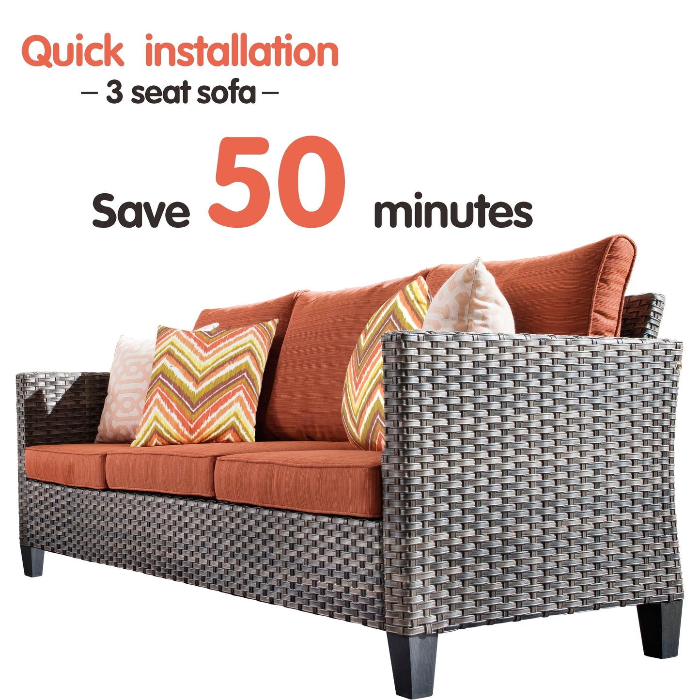 Set di mobili componibili da esterno con schienale alto in vimini da 8 pezzi OVIOS