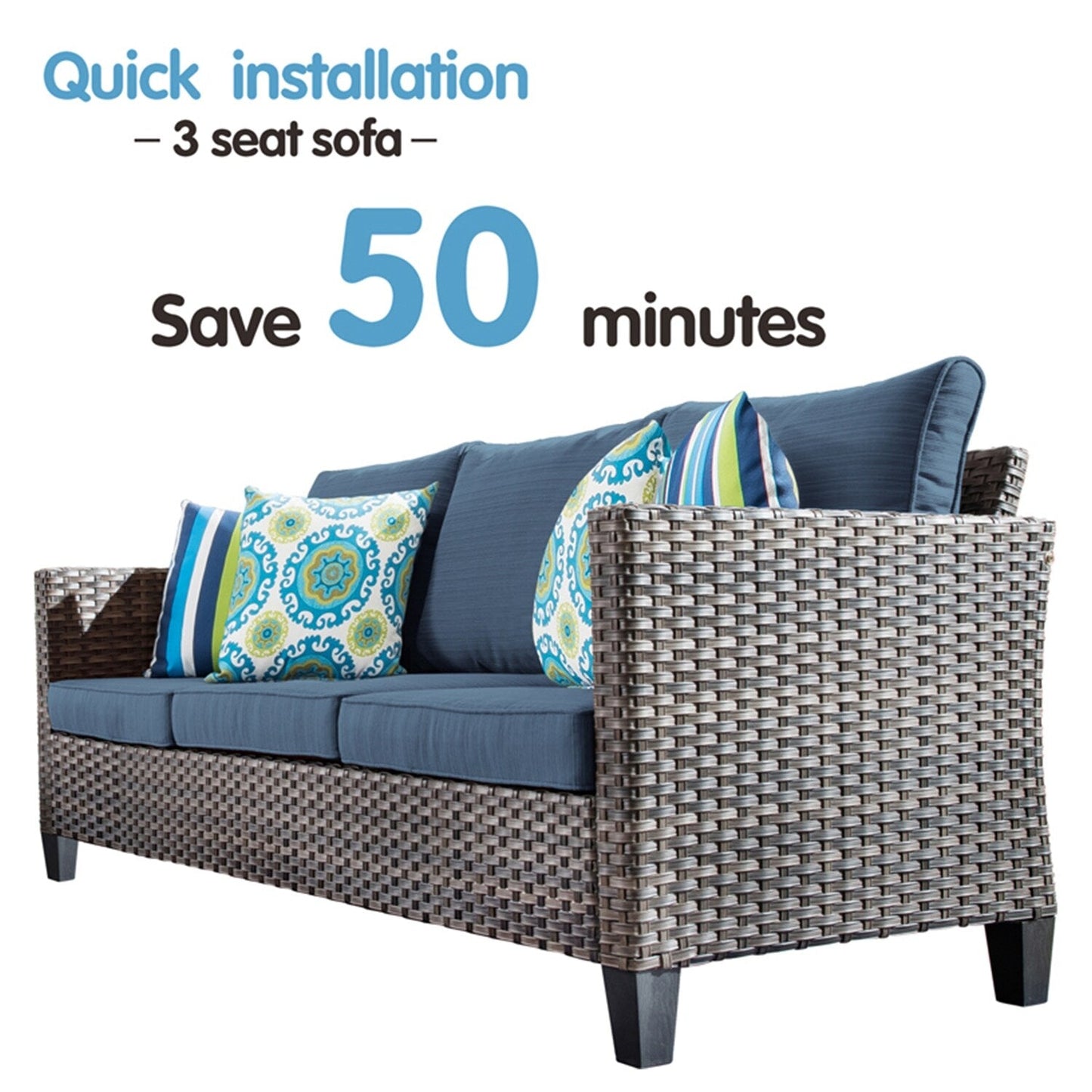 Set di mobili componibili da esterno con schienale alto in vimini da 8 pezzi OVIOS