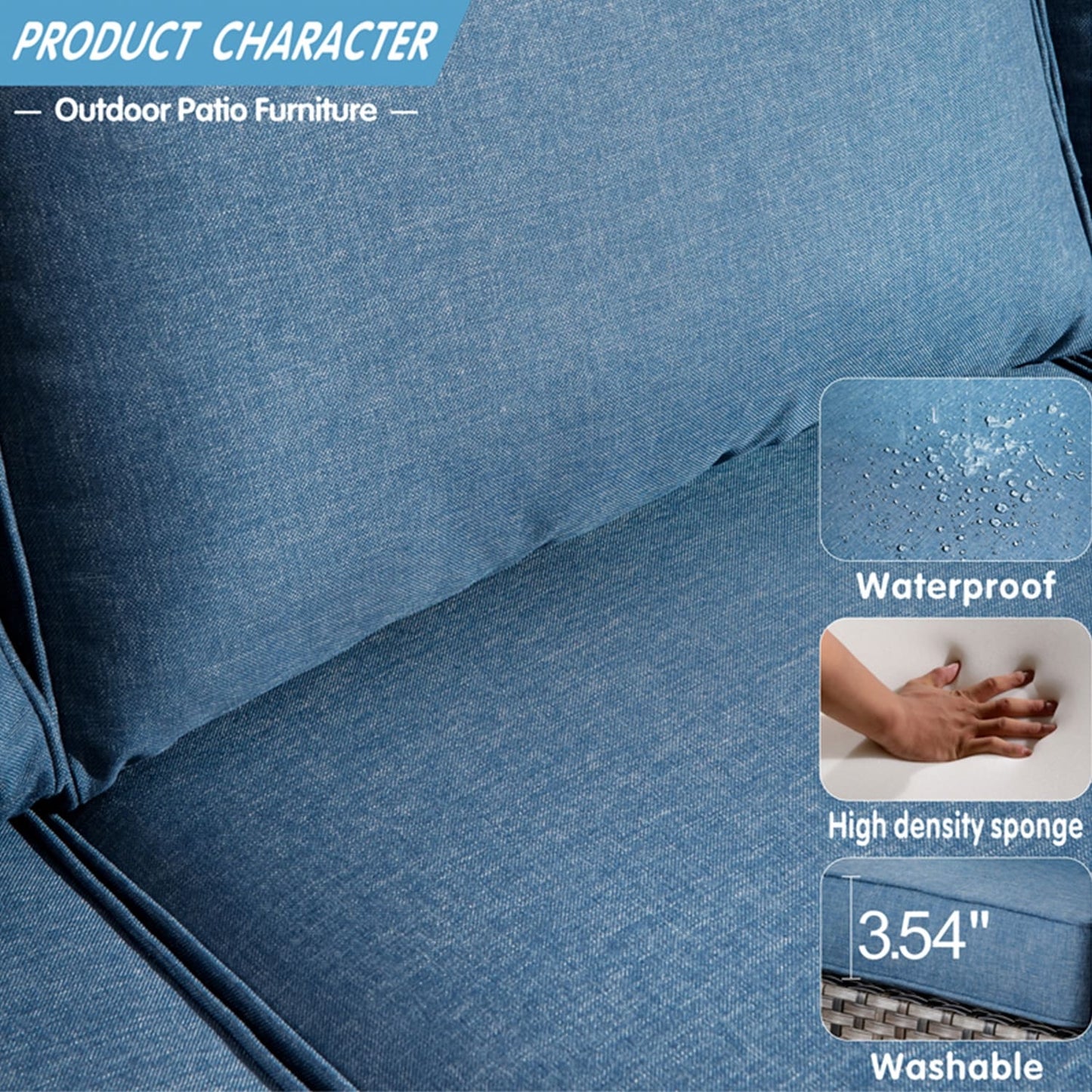 Set di mobili componibili da esterno con schienale alto in vimini da 8 pezzi OVIOS