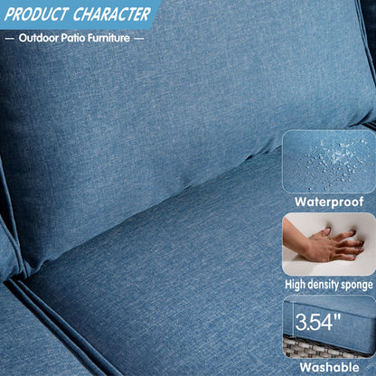 Set di mobili componibili da esterno con schienale alto in vimini da 8 pezzi OVIOS