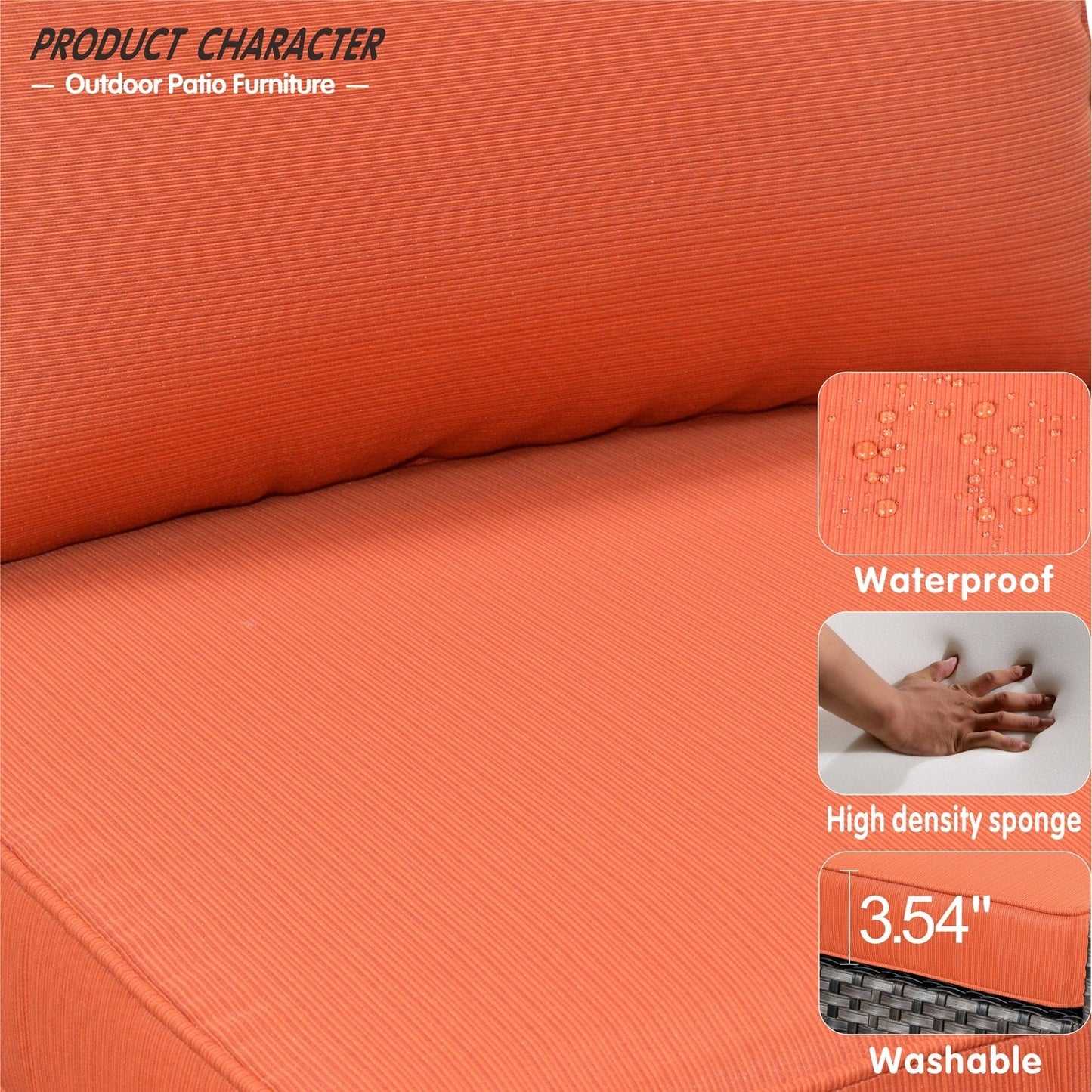 Set di mobili componibili da esterno con schienale alto in vimini da 8 pezzi OVIOS