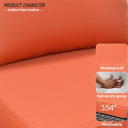 Set di mobili componibili da esterno con schienale alto in vimini da 8 pezzi OVIOS