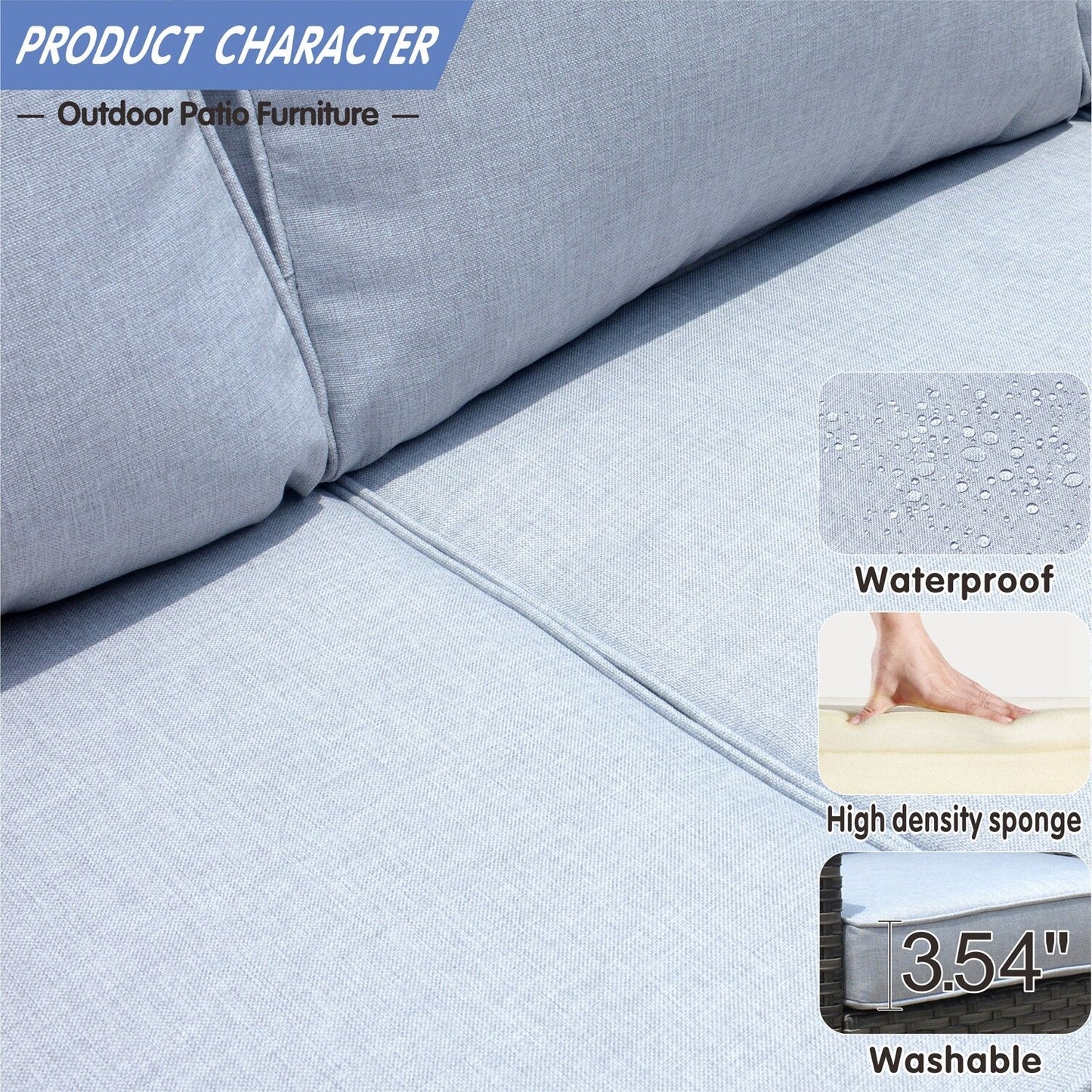 Set di mobili componibili da esterno con schienale alto in vimini da 8 pezzi OVIOS