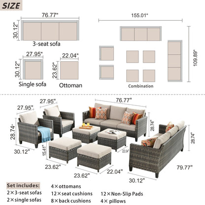 Set di mobili componibili da esterno con schienale alto in vimini da 8 pezzi OVIOS