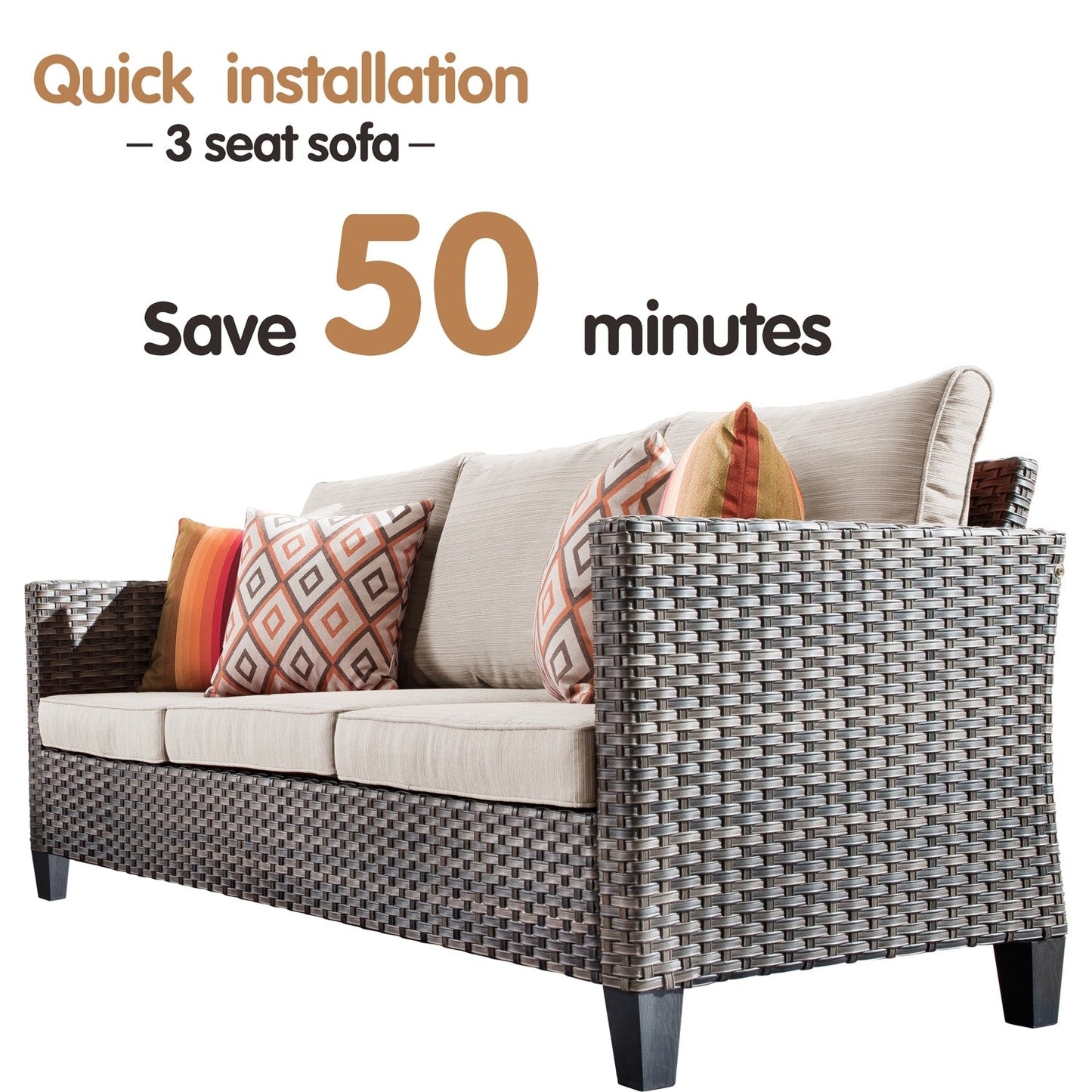 Set di mobili componibili da esterno con schienale alto in vimini da 8 pezzi OVIOS