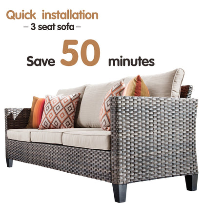 Set di mobili componibili da esterno con schienale alto in vimini da 8 pezzi OVIOS