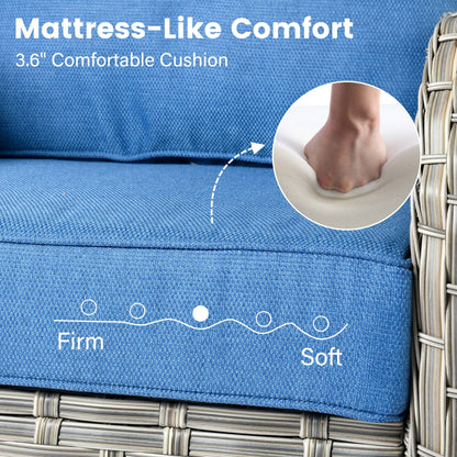 Set di 9 sedie girevoli in vimini per esterni OVIOS con tavolo da fuoco