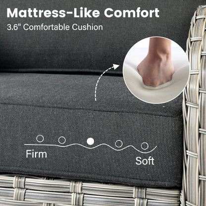 Set di 9 sedie girevoli in vimini per esterni OVIOS con tavolo da fuoco