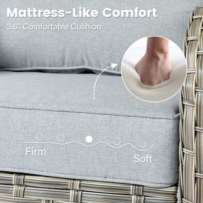 Set di 9 sedie girevoli in vimini per esterni OVIOS con tavolo da fuoco