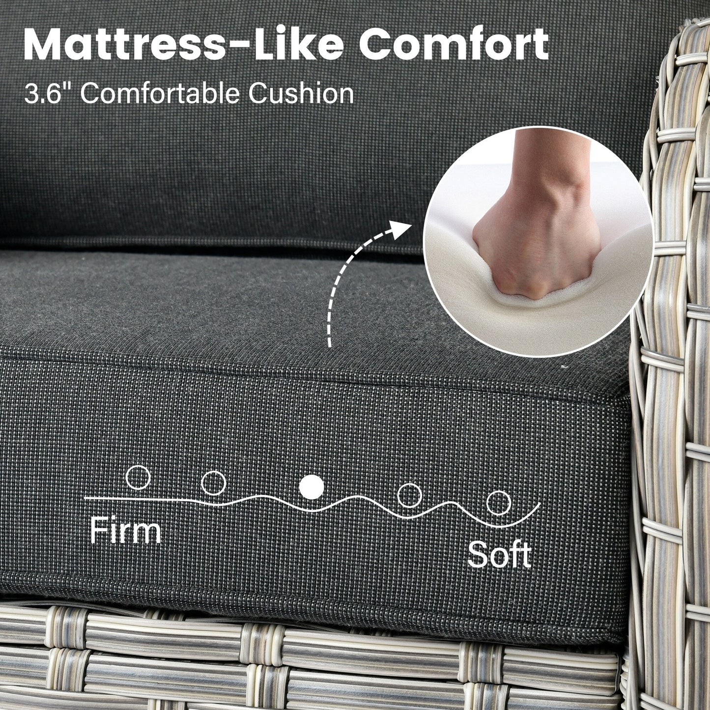 Set di 9 sedie girevoli in vimini per esterni OVIOS con tavolo da fuoco