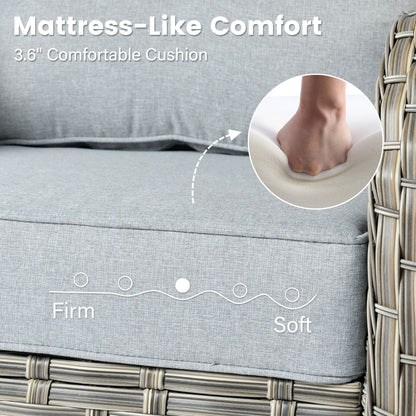 Set di 9 sedie girevoli in vimini per esterni OVIOS con tavolo da fuoco