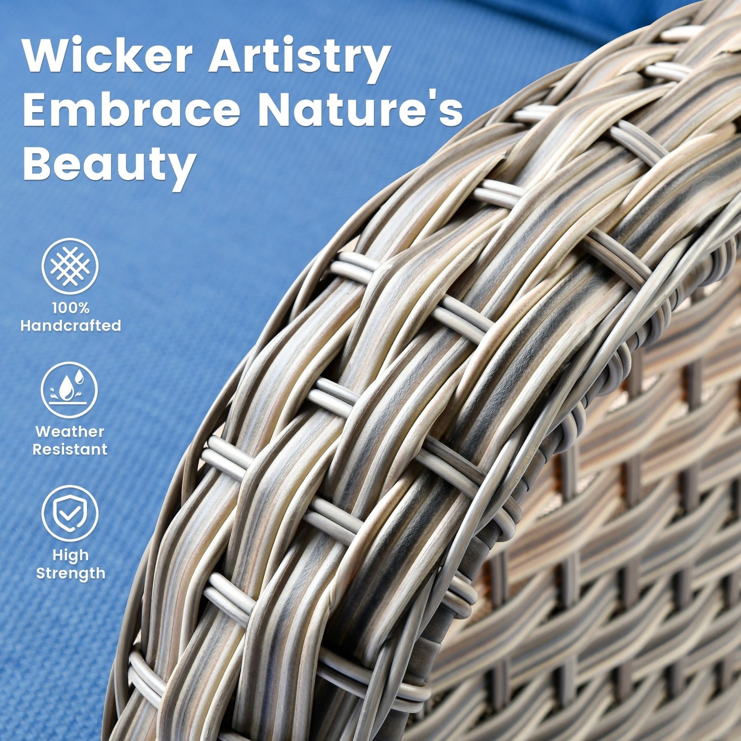 Set di 9 sedie girevoli in vimini per esterni OVIOS con tavolo da fuoco