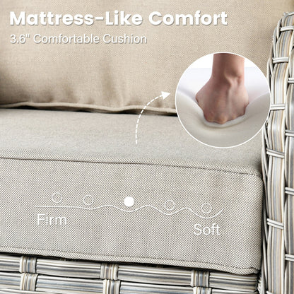 Set di 9 sedie girevoli in vimini per esterni OVIOS con tavolo da fuoco