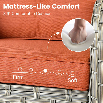 Set di 9 sedie girevoli in vimini per esterni OVIOS con tavolo da fuoco