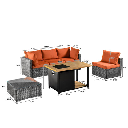 Set di 11 sedie girevoli con braciere in vimini OVIOS Deep Seat