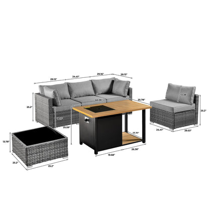 Set di 11 sedie girevoli con braciere in vimini OVIOS Deep Seat