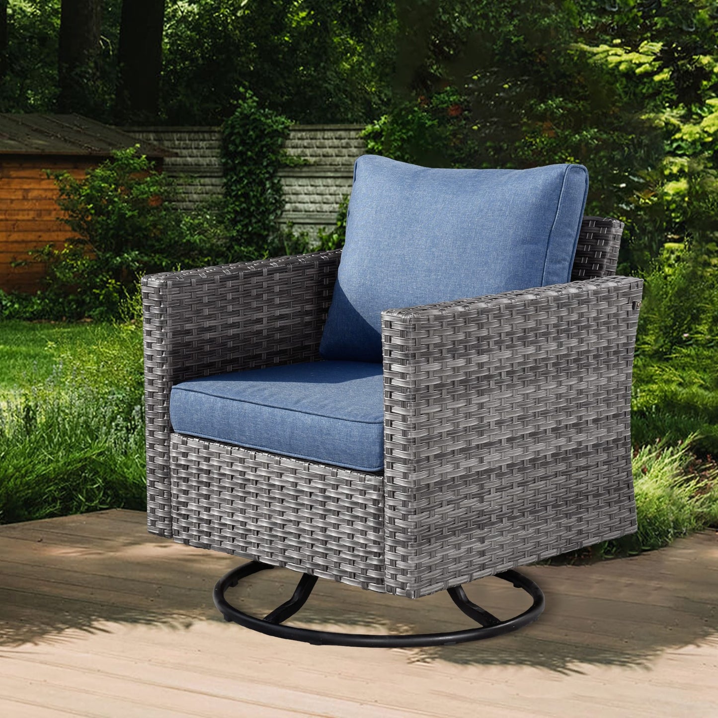 Set di 11 sedie girevoli con braciere in vimini OVIOS Deep Seat