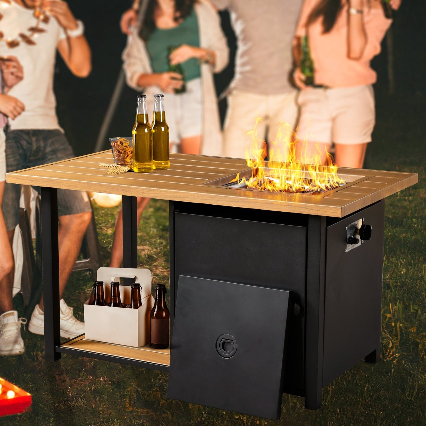 Set di 11 sedie girevoli con braciere in vimini OVIOS Deep Seat