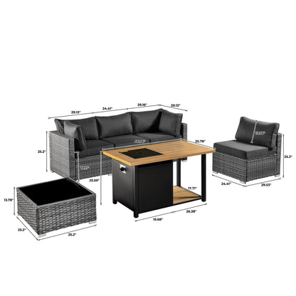 Set di 11 sedie girevoli con braciere in vimini OVIOS Deep Seat