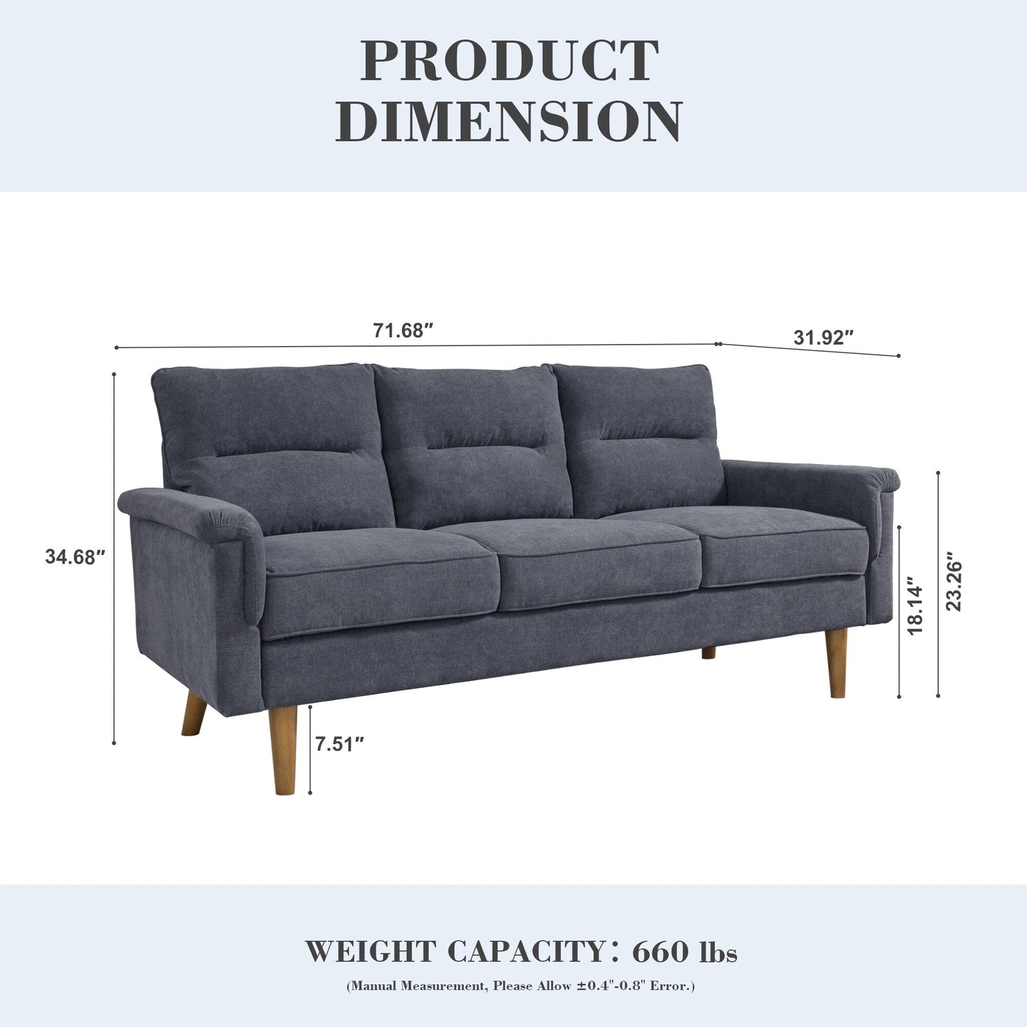 Divano da interno con gambe in legno e cuscino soffice OVIOS