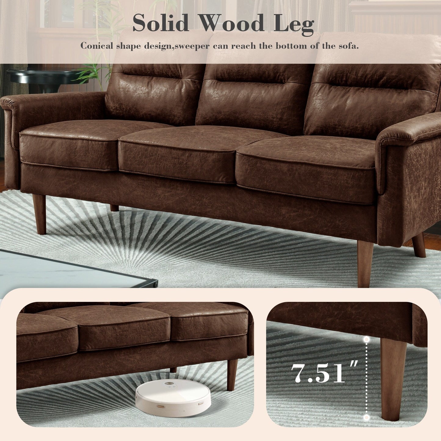 Divano da interno con gambe in legno e cuscino soffice OVIOS