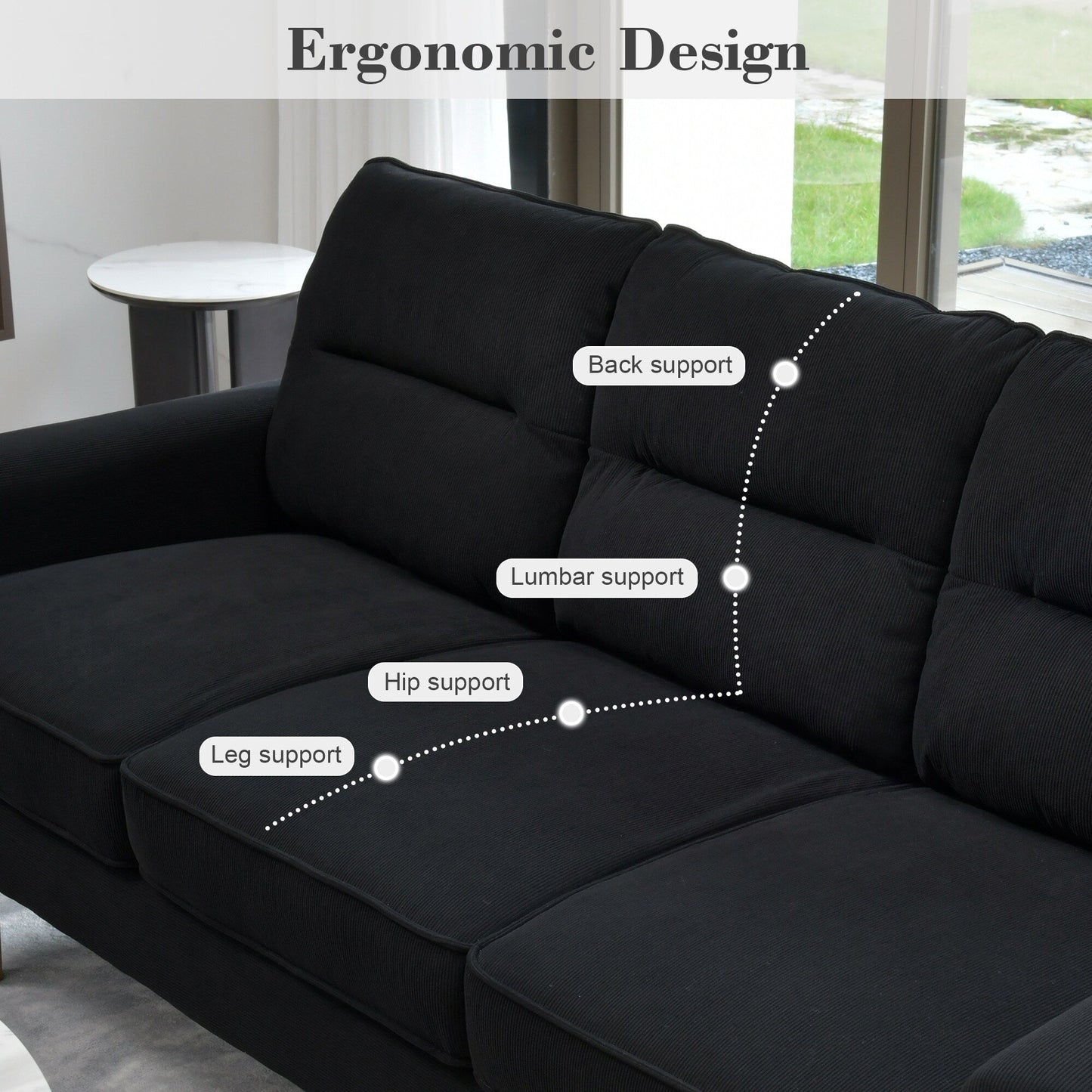 Divano da interno con gambe in legno e cuscino soffice OVIOS