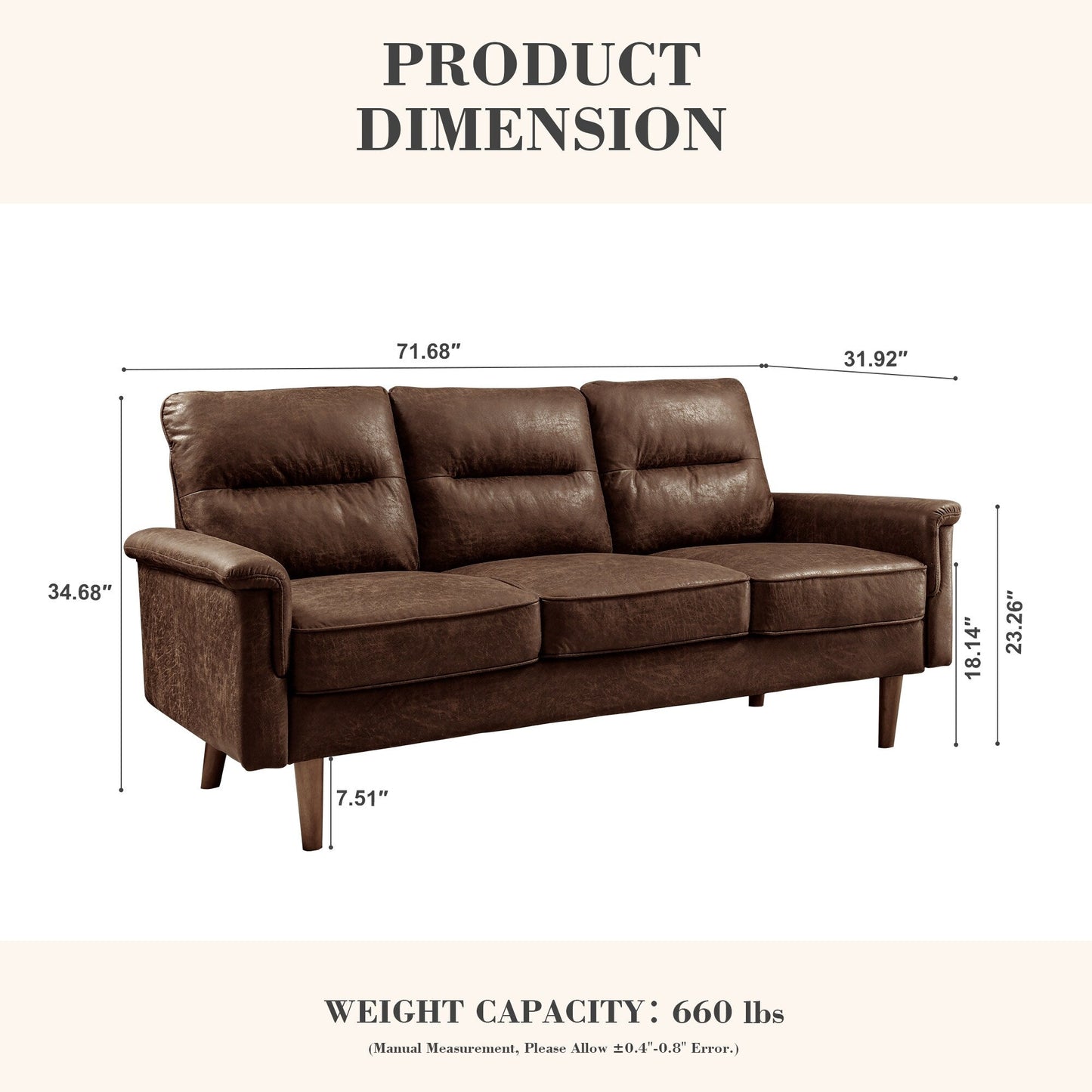 Divano da interno con gambe in legno e cuscino soffice OVIOS