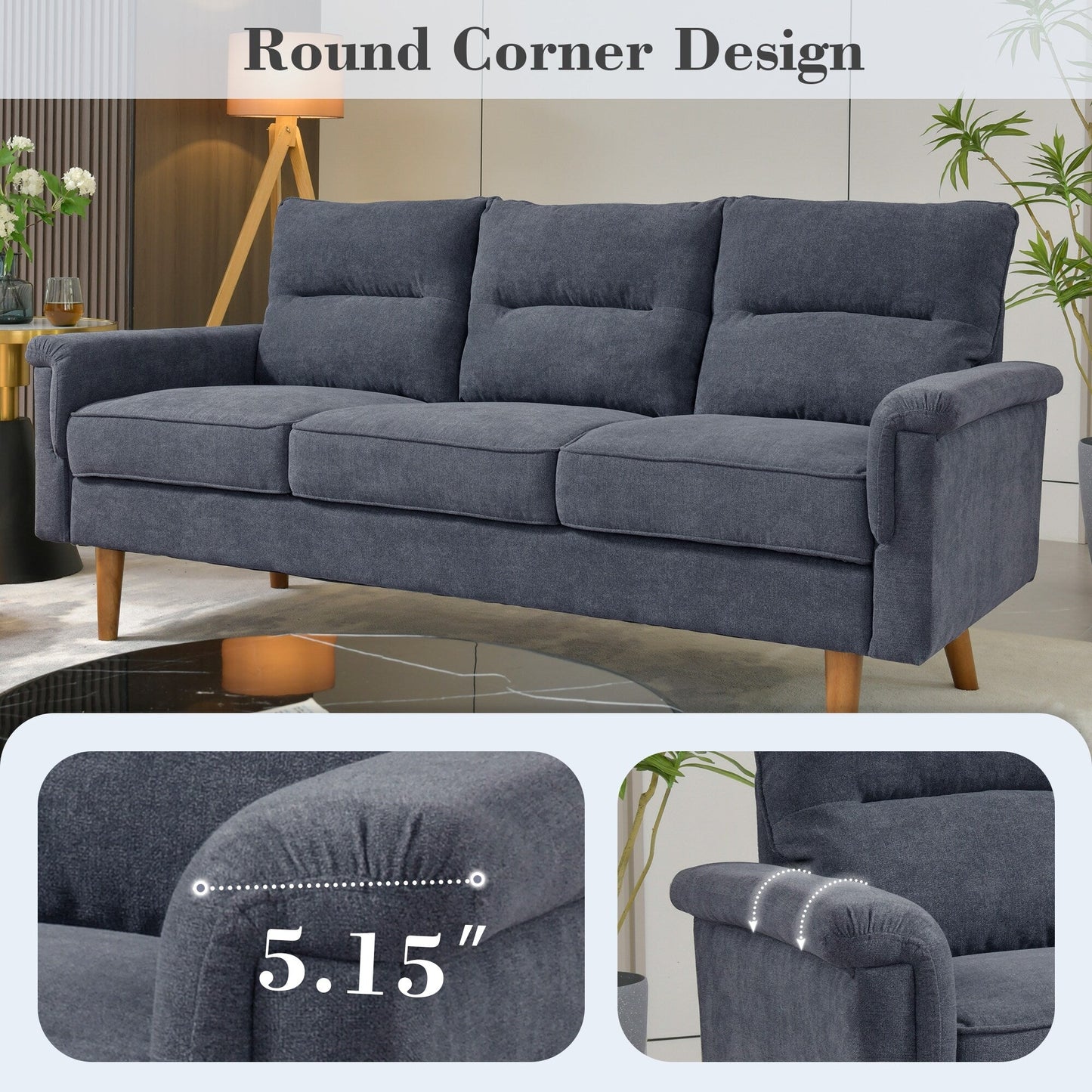 Divano da interno con gambe in legno e cuscino soffice OVIOS