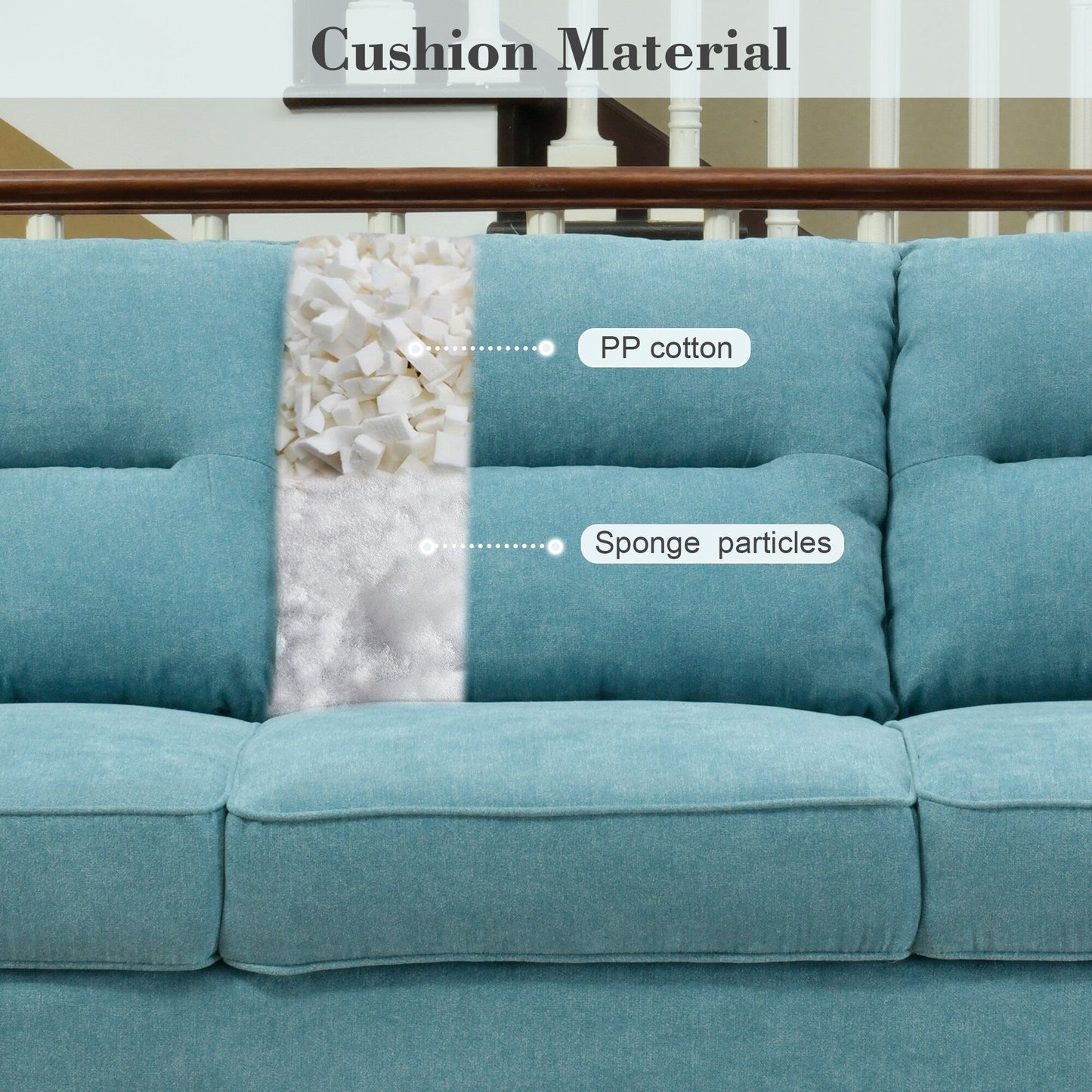 Divano da interno con gambe in legno e cuscino soffice OVIOS