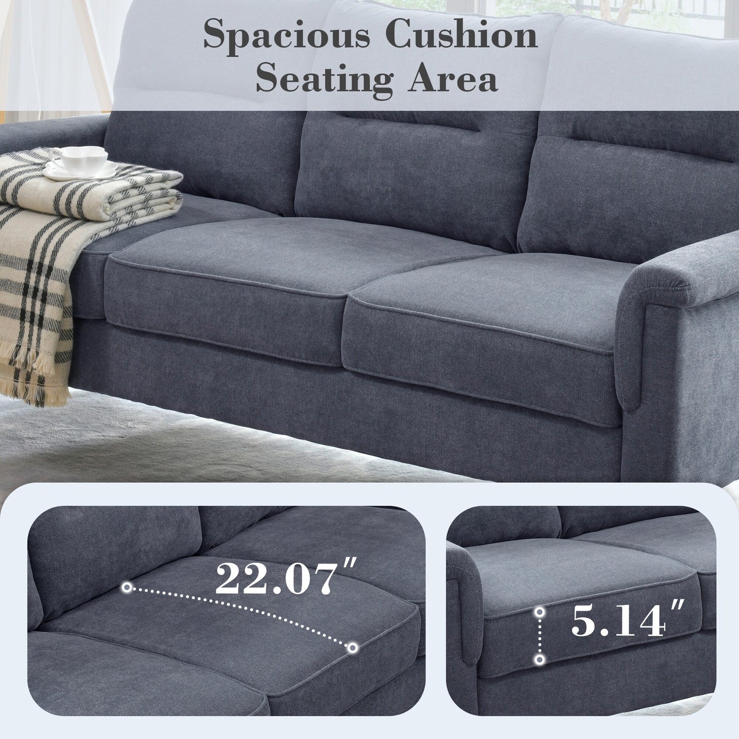 Divano da interno con gambe in legno e cuscino soffice OVIOS