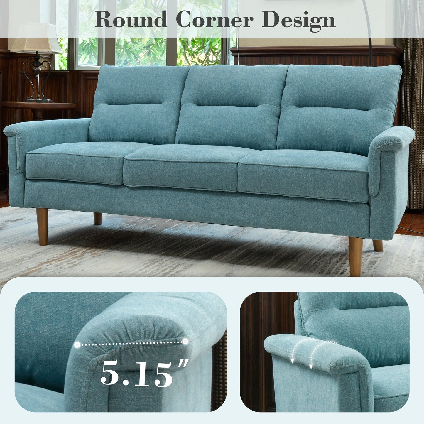 Divano da interno con gambe in legno e cuscino soffice OVIOS