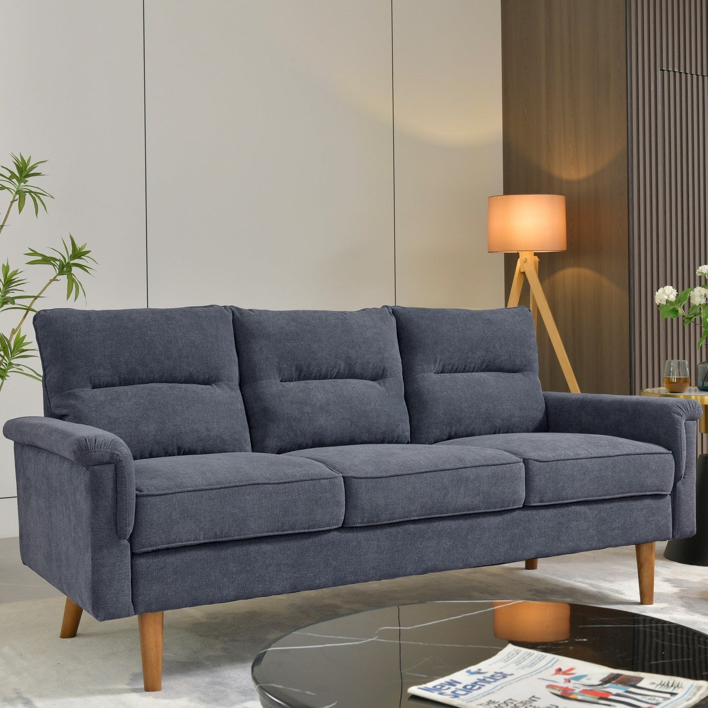 Divano da interno con gambe in legno e cuscino soffice OVIOS