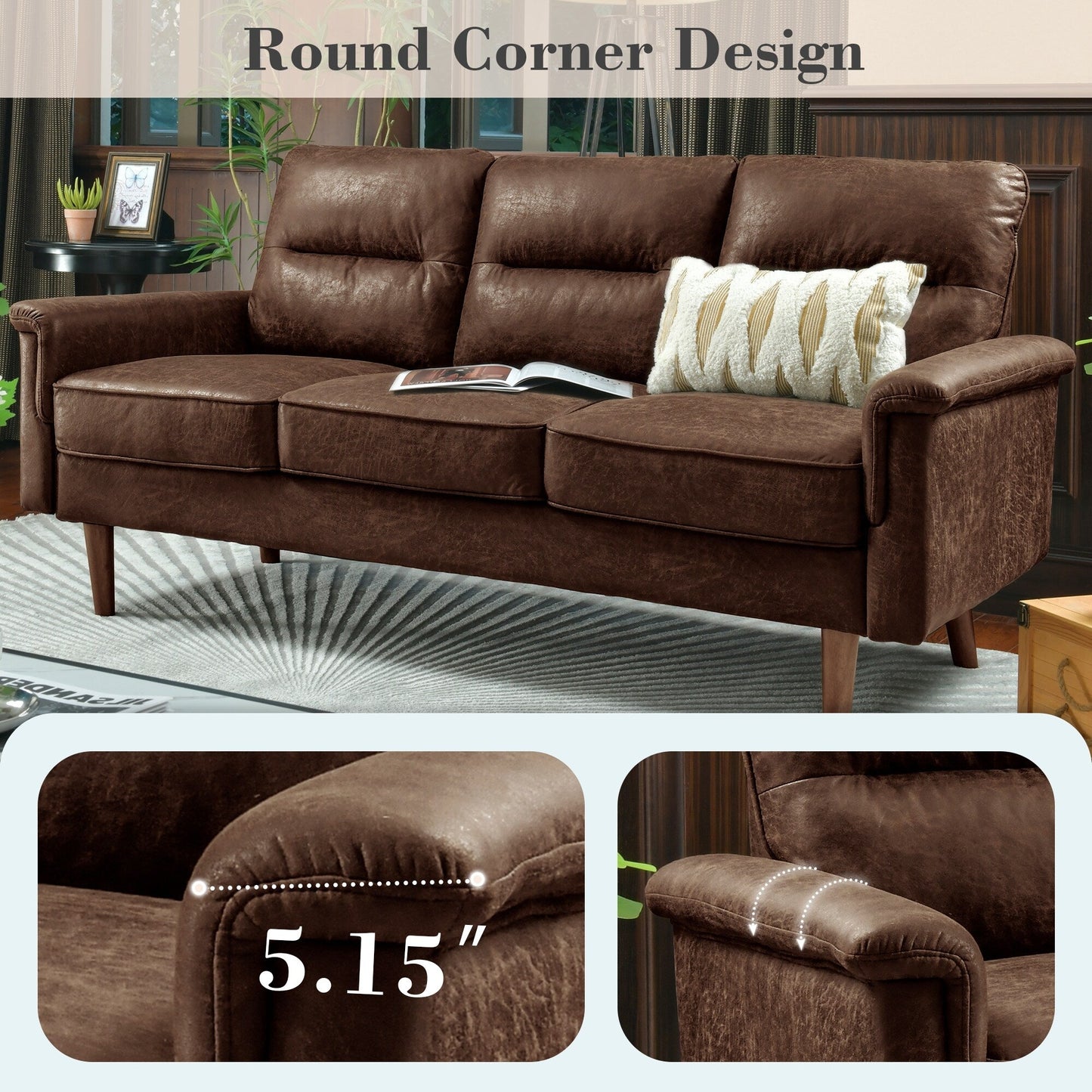 Divano da interno con gambe in legno e cuscino soffice OVIOS