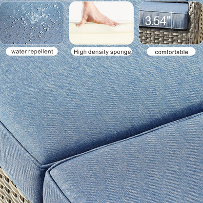 Set di mobili da giardino OVIOS in vimini grigio da 6 pezzi con braciere rettangolare