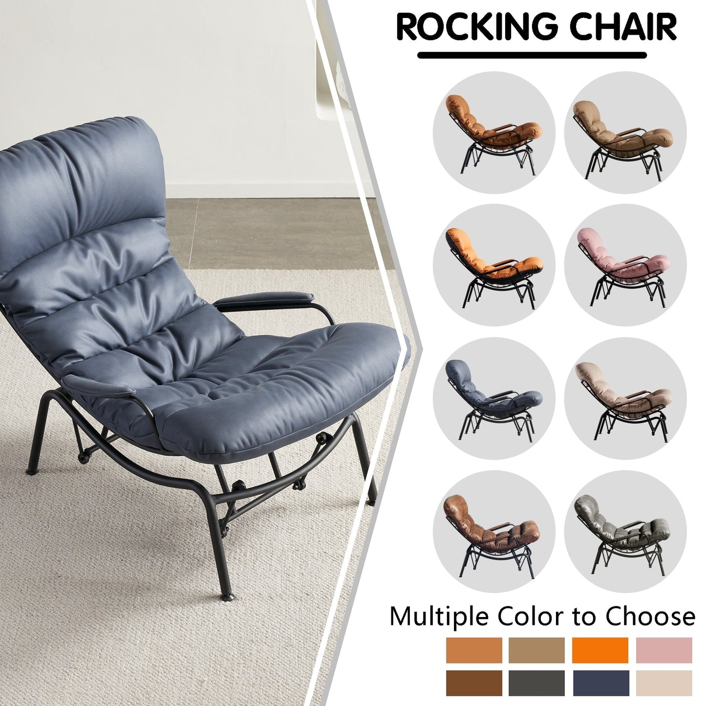 Poltrona a dondolo reclinabile OVIOS per soggiorno con poggiapiedi