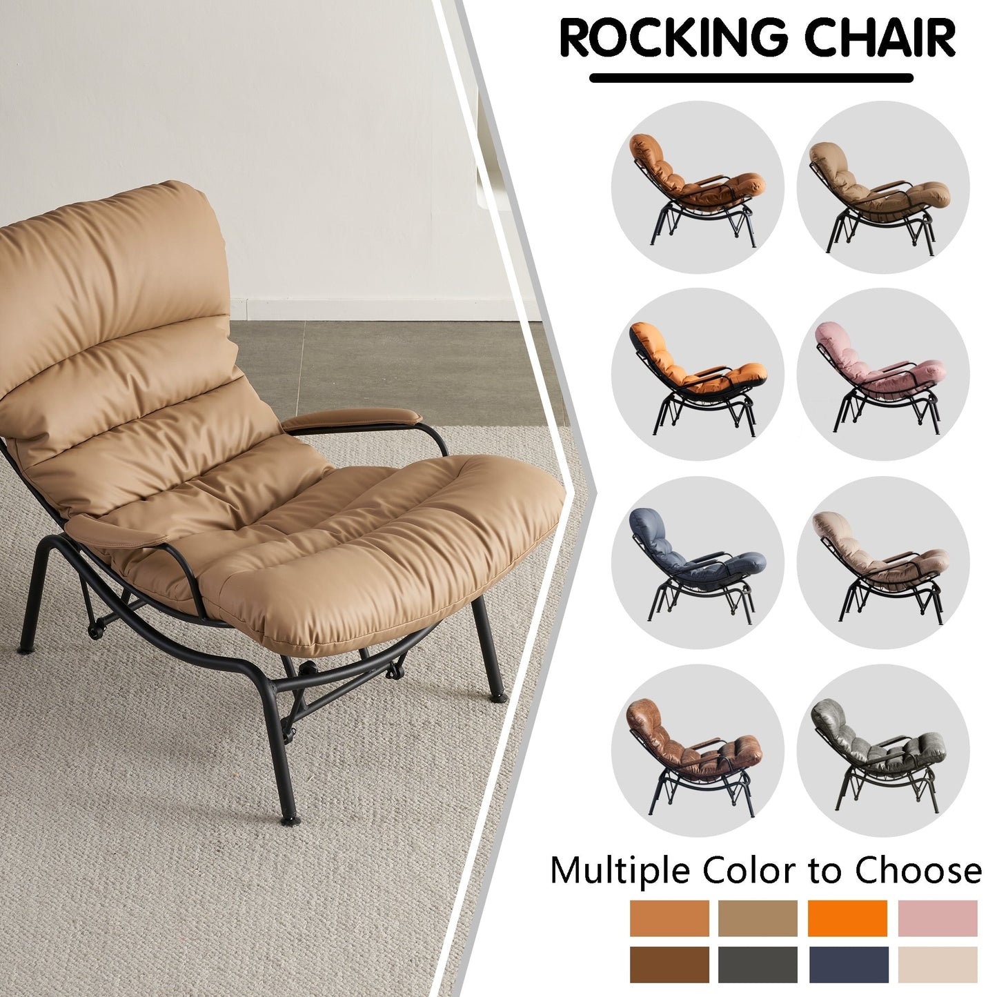 Poltrona a dondolo reclinabile OVIOS per soggiorno con poggiapiedi