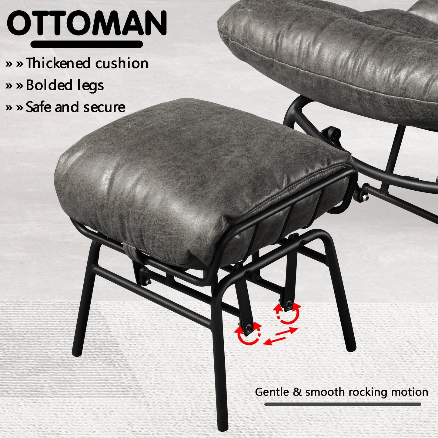 Poltrona a dondolo reclinabile OVIOS per soggiorno con poggiapiedi