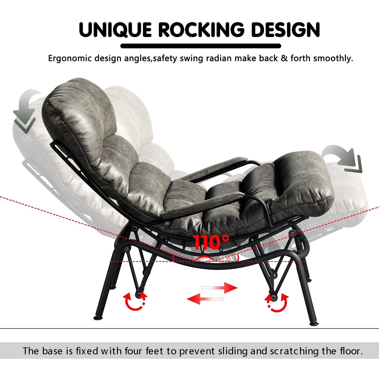 Poltrona a dondolo reclinabile OVIOS per soggiorno con poggiapiedi