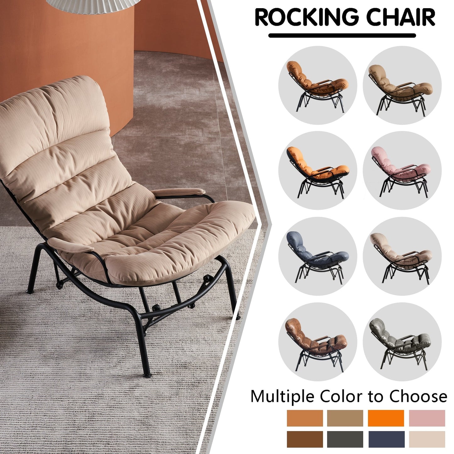 Poltrona a dondolo reclinabile OVIOS per soggiorno con poggiapiedi