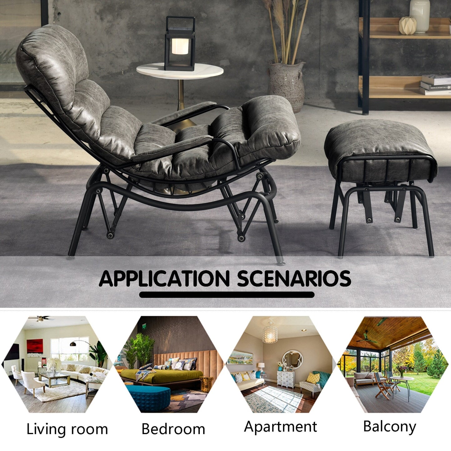 Poltrona a dondolo reclinabile OVIOS per soggiorno con poggiapiedi