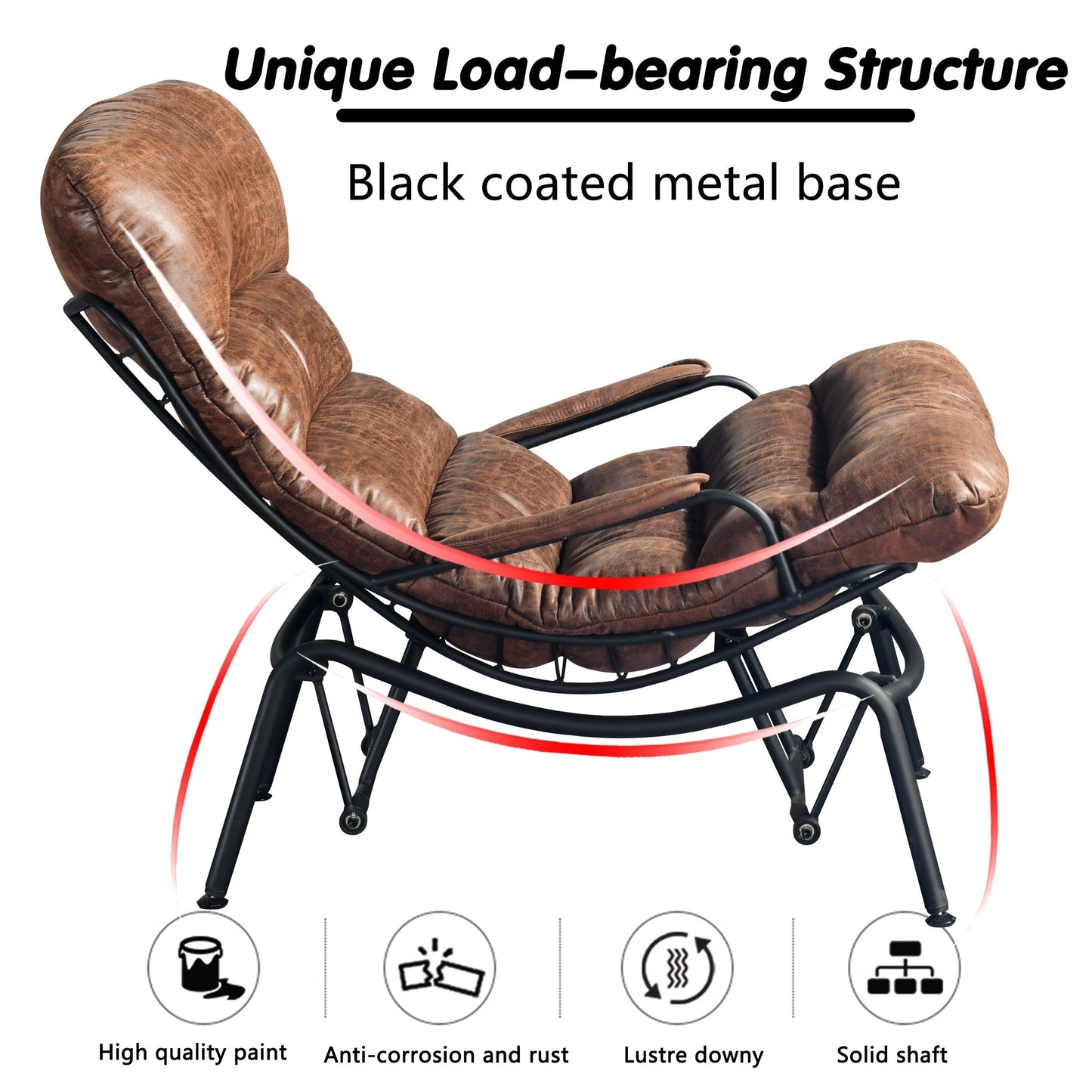 Poltrona a dondolo reclinabile OVIOS per soggiorno con poggiapiedi