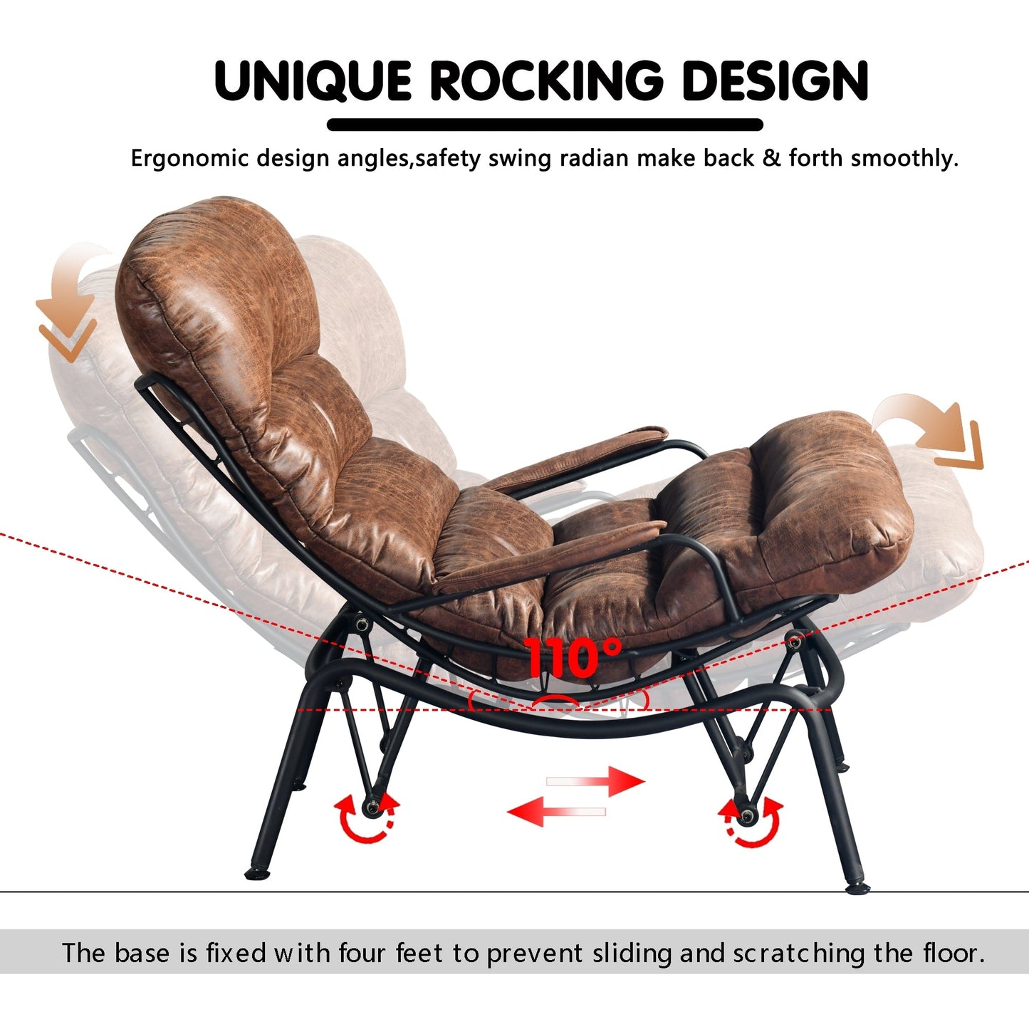 Poltrona a dondolo reclinabile OVIOS per soggiorno con poggiapiedi