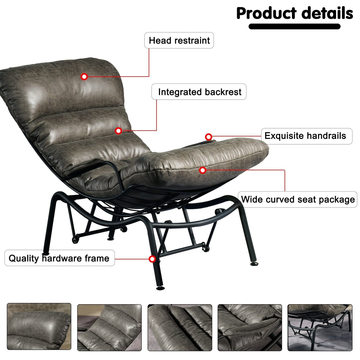 Poltrona a dondolo reclinabile OVIOS per soggiorno con poggiapiedi