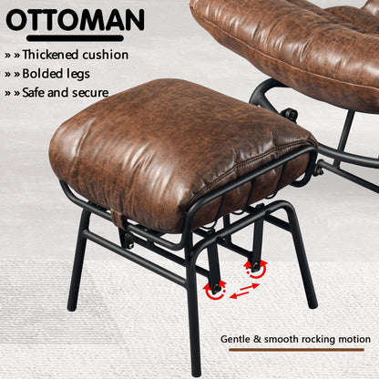 Poltrona a dondolo reclinabile OVIOS per soggiorno con poggiapiedi