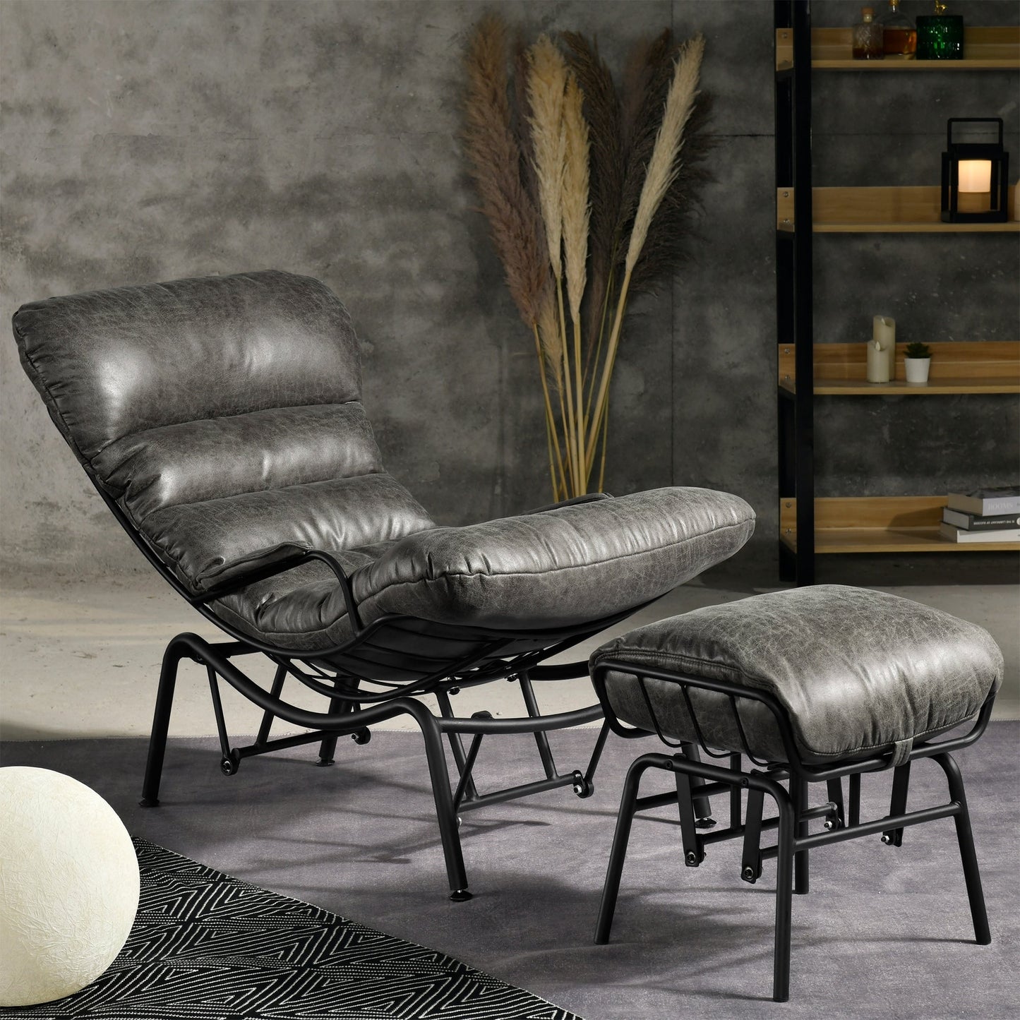 Poltrona a dondolo reclinabile OVIOS per soggiorno con poggiapiedi