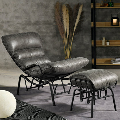 Poltrona a dondolo reclinabile OVIOS per soggiorno con poggiapiedi