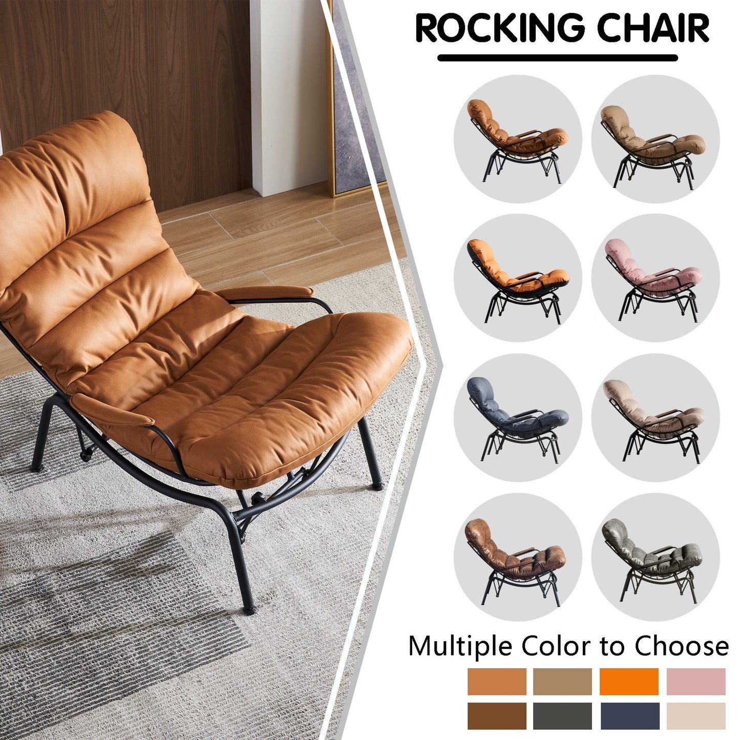 Poltrona a dondolo reclinabile OVIOS per soggiorno con poggiapiedi