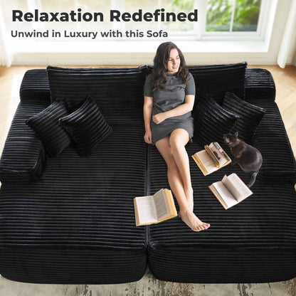 Divano a due posti OVIOS lungo in peluche, senza bisogno di montaggio